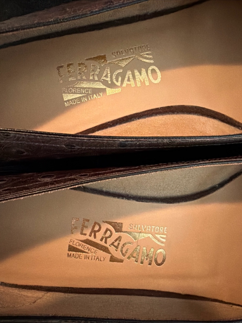 Salvatore Ferragamo Audrey Ballet Flats Ostrich Brown 8 - Picture 8 of 12